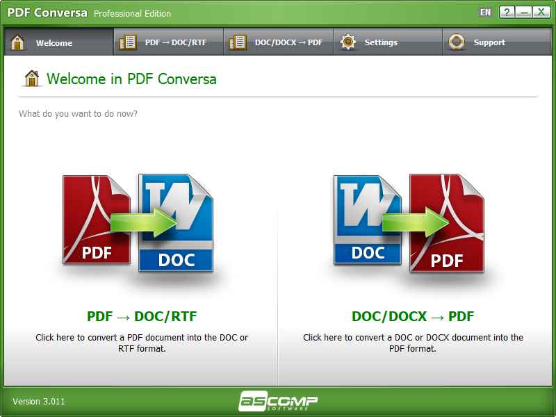 ASCOMP PDF Conversa Pro PDF转换工具 v3.011 便携版  第1张