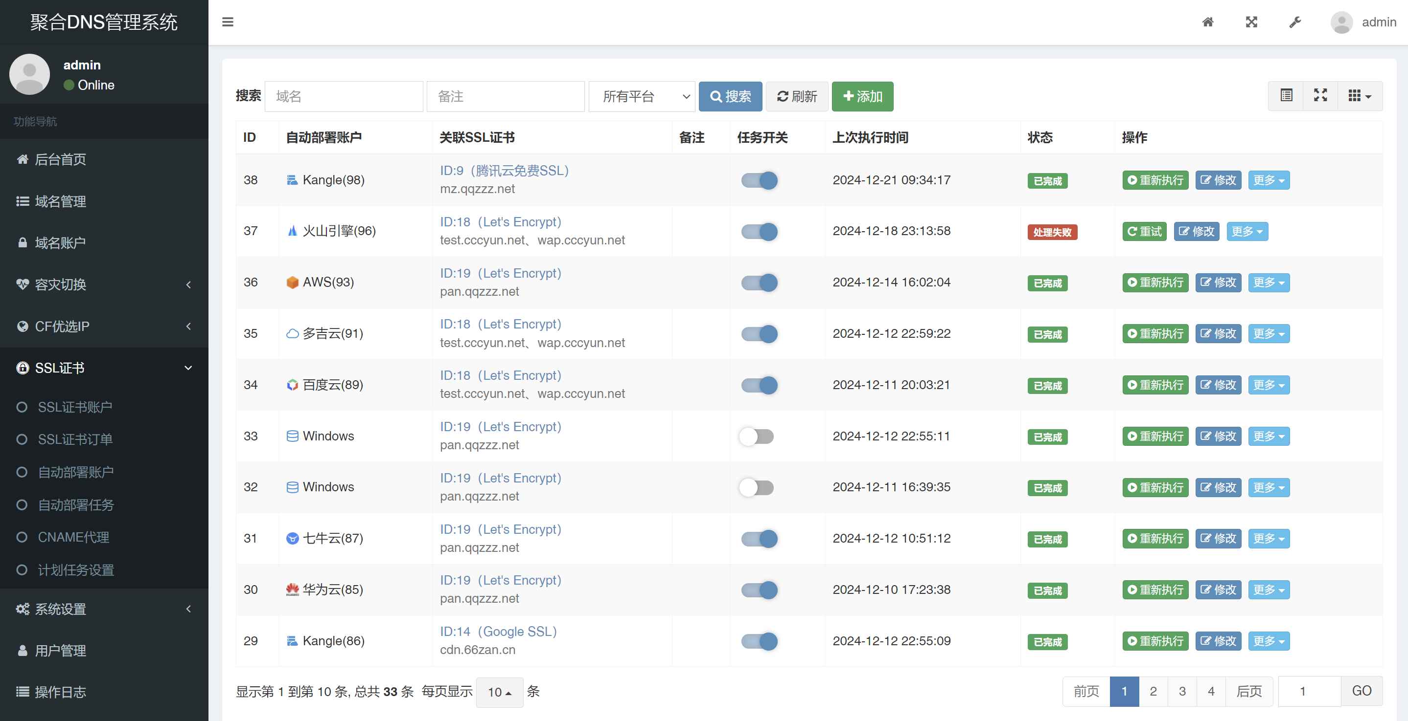 彩虹聚合DNS管理系统源码V2.0.1，SSL证书自动申请与部署  第3张